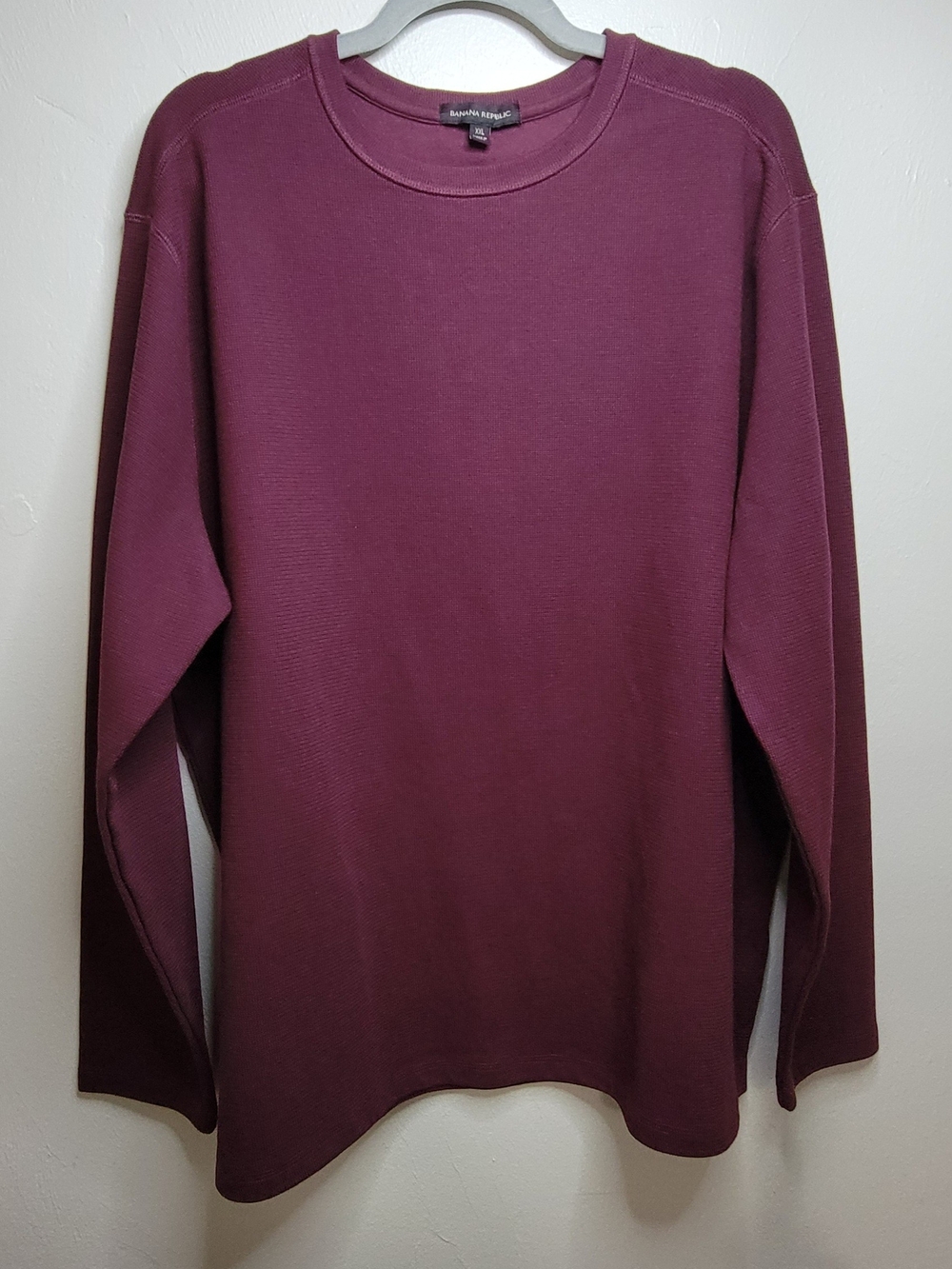 Official Banana Republic Pullover Crewneck Waffle Knit Sweatshirt Burgundy 2XL